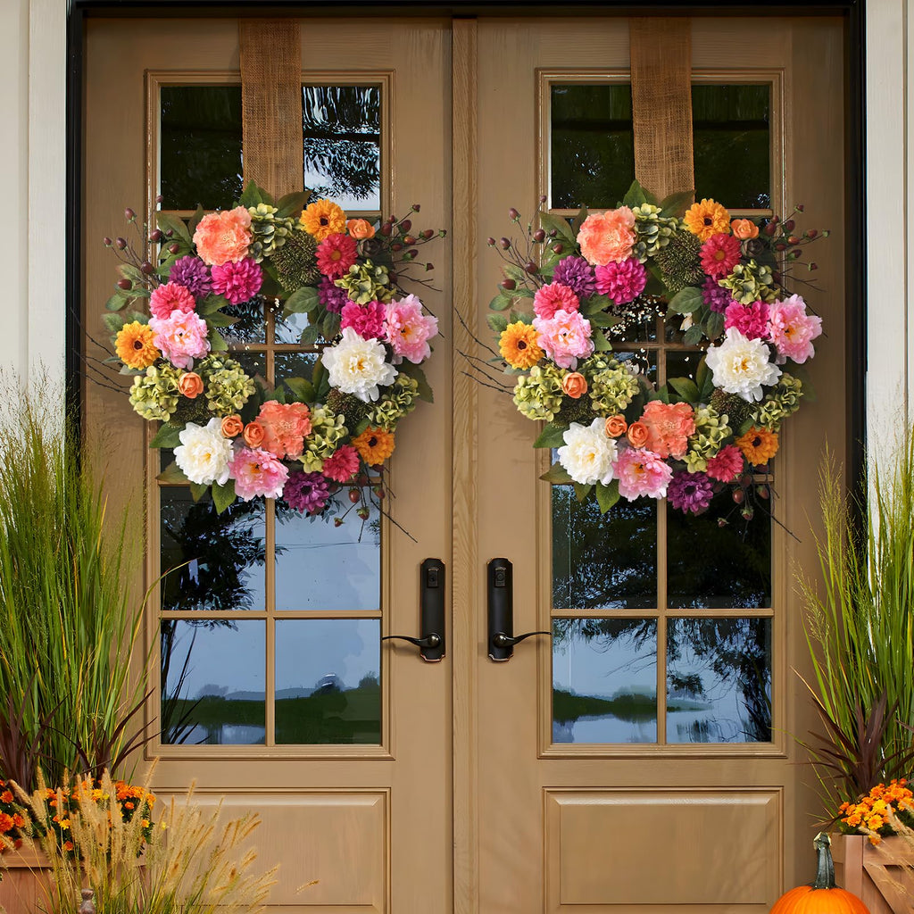 Spring Wreaths for Front Door, 22 Inch Spring Front Door Wreath