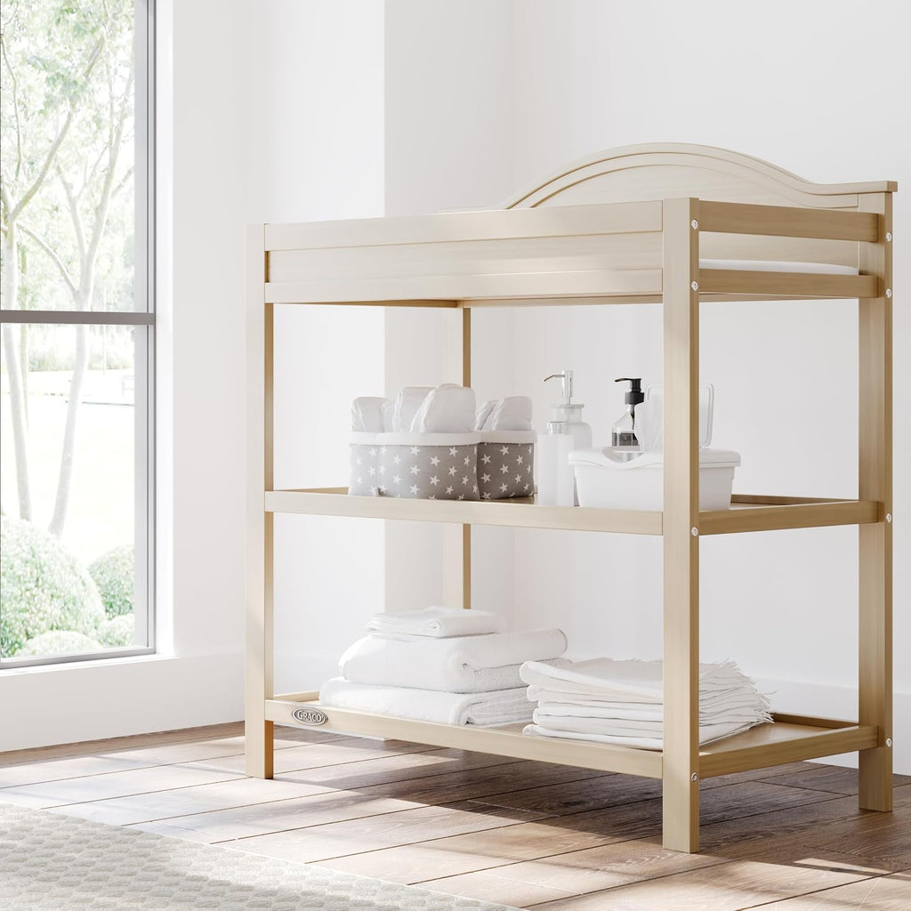 Changing Table with Water-Resistant Pad, Driftwood | GREENGUARD Gold Certified Baby Changing Station with