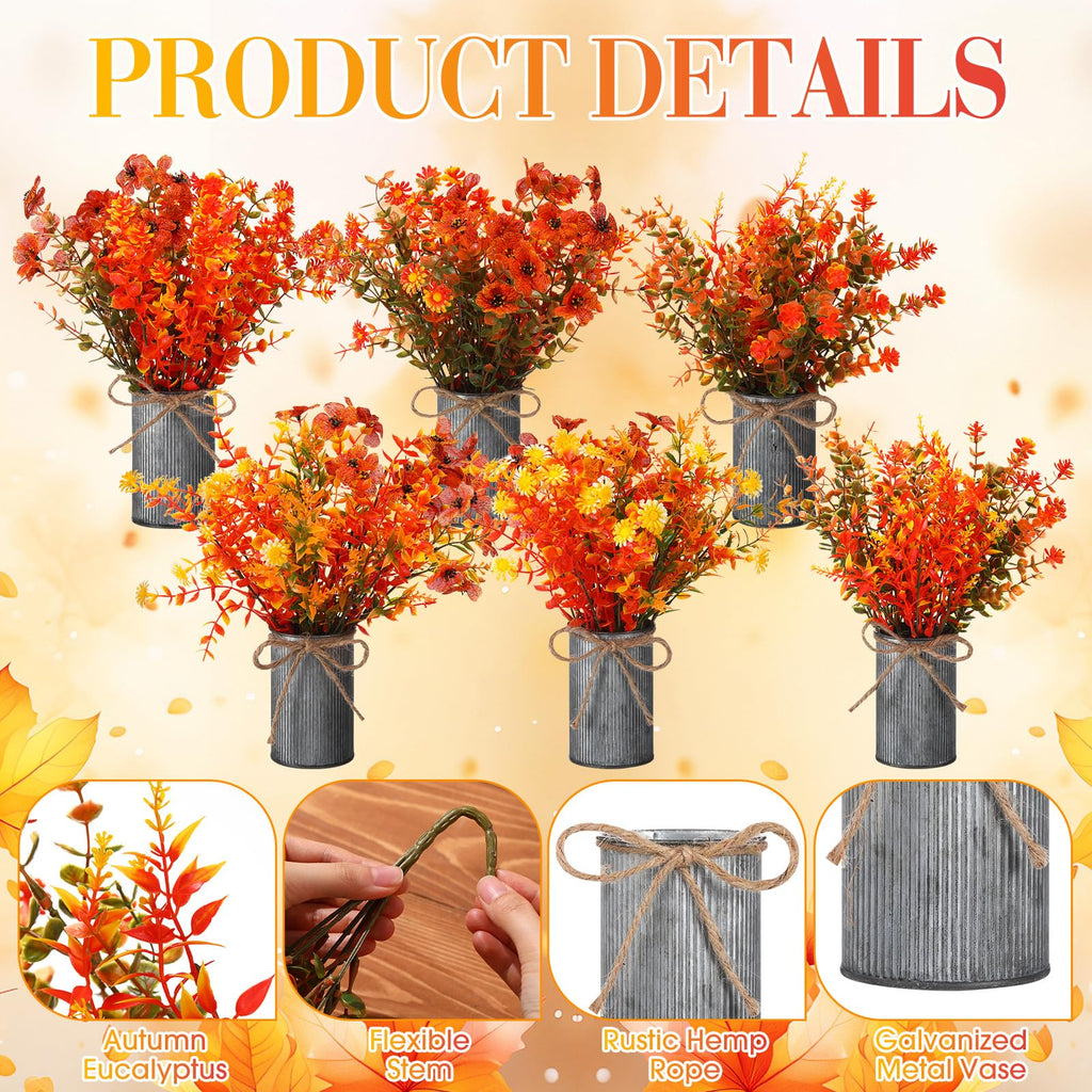 6 Sets Artificial Fall Thanksgiving Centerpiece for Tables