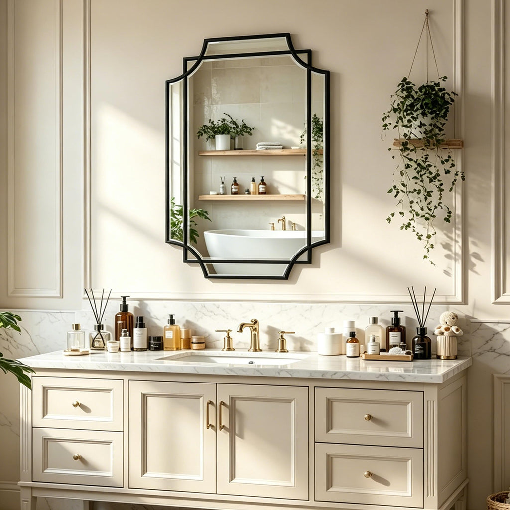 30"x20" Rectangle Beveled Mirror, Geometric Decorative Wall Mirror