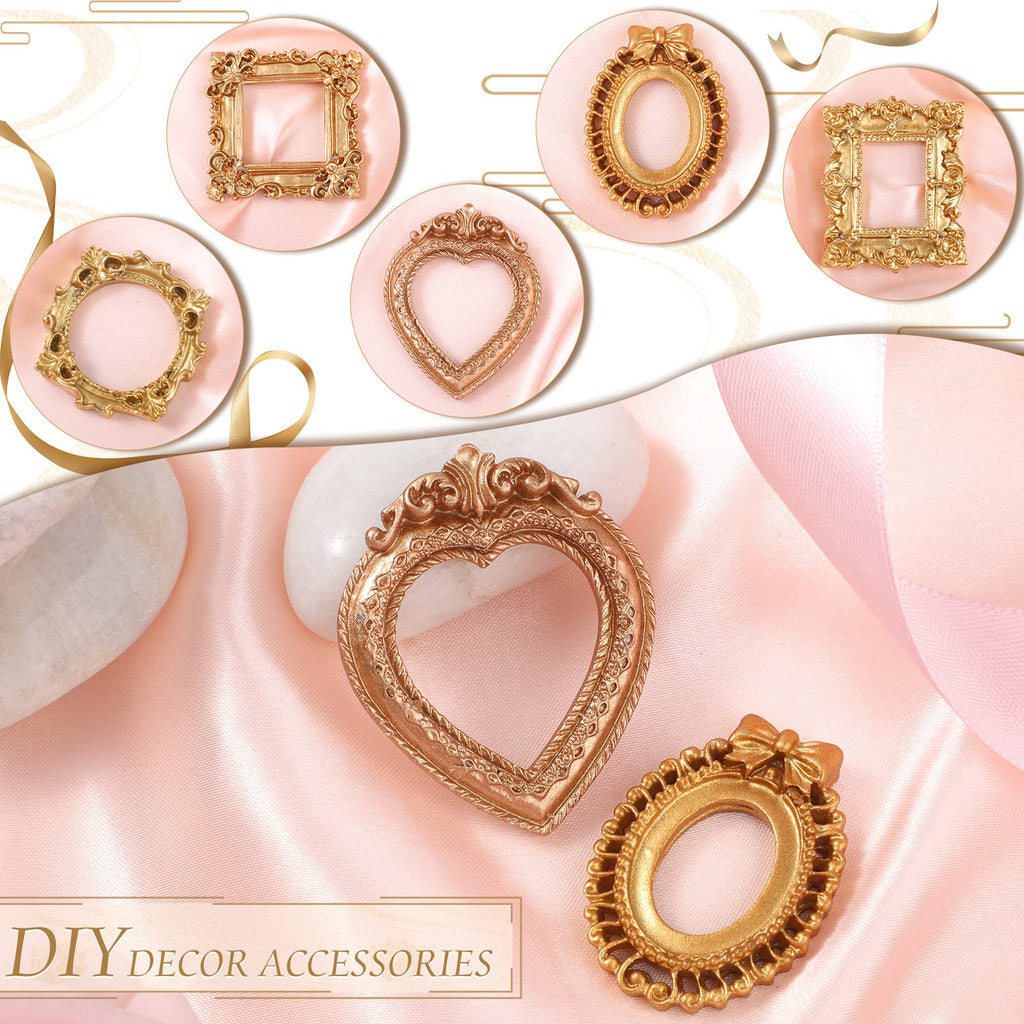 50 Pcs Gold Mini Vintage Picture Frames Bulk