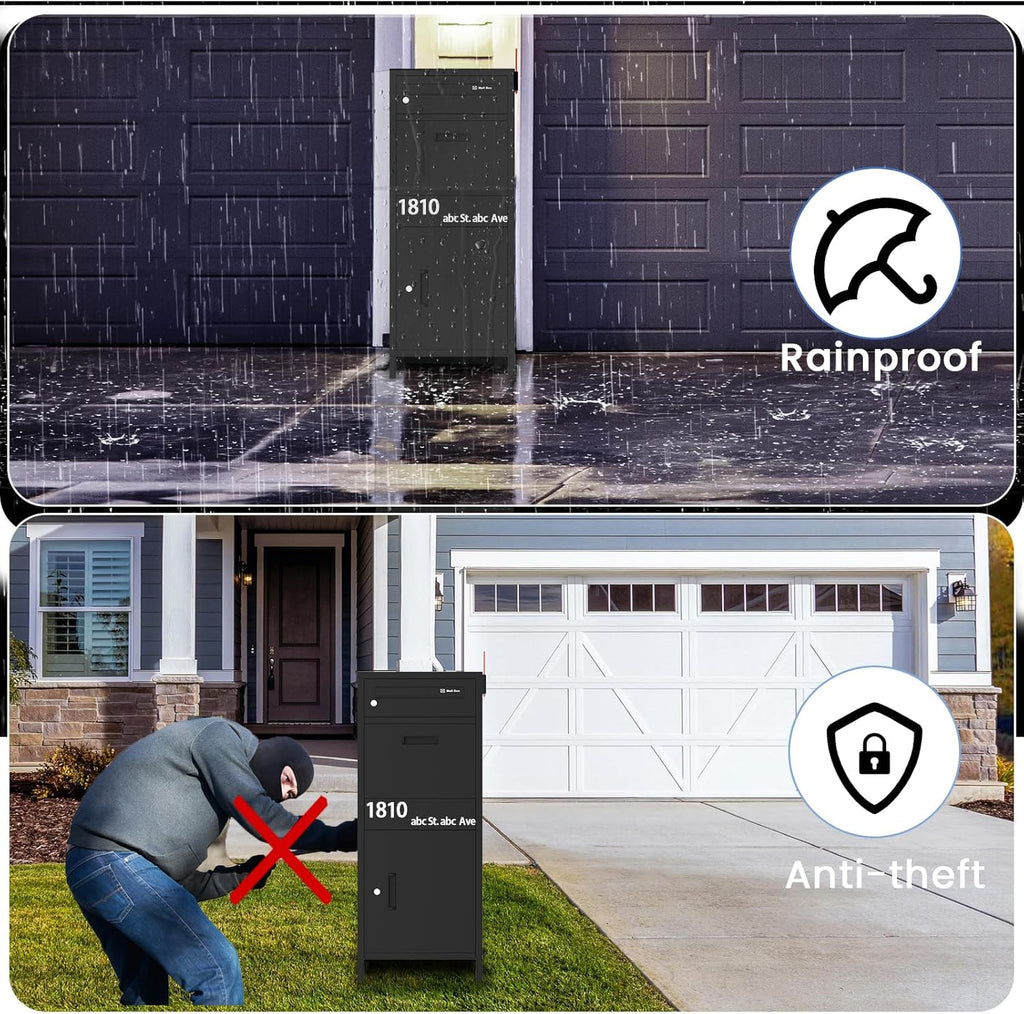 Package Delivery Boxes Drop Box Theft Mailbox with Custom Address Stickers,Assembly(14.5 * 17.5 * 43 in)