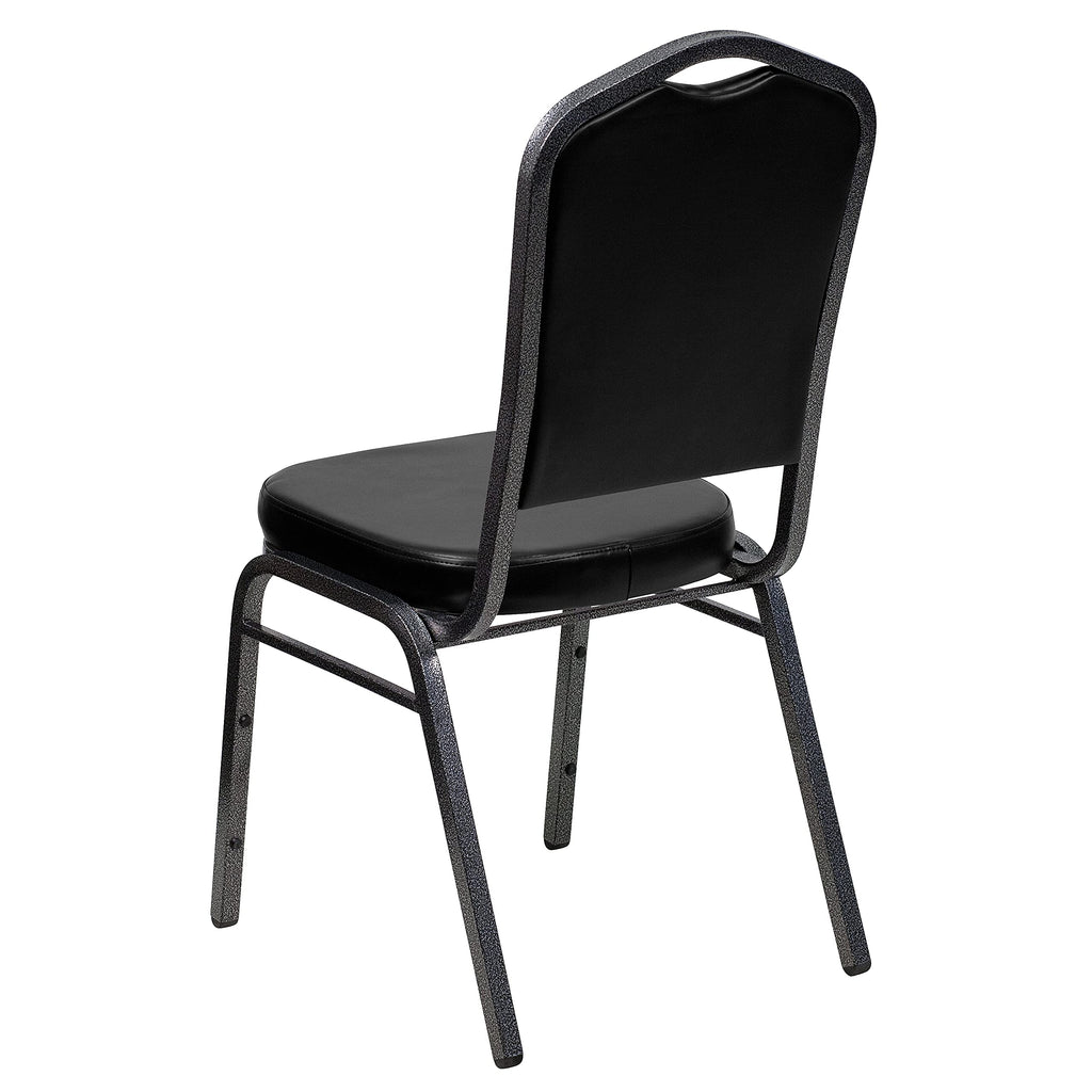 Crown Back Stackable Banquet Chair, Silver, 4-Pack