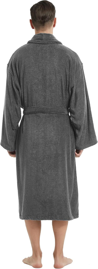 Men's Robe,Pure Cotton Robe for Men,Absorbent Bathrobe,Luxurious Terry Cloth Bathrobe with Shawl Collar