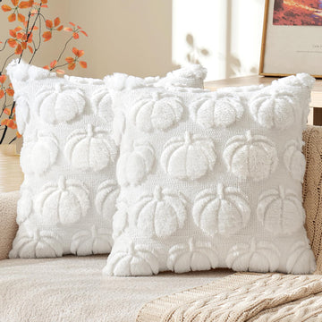 Fall Pillow Covers Pumpkin Fall Decor 22x22 Pure White