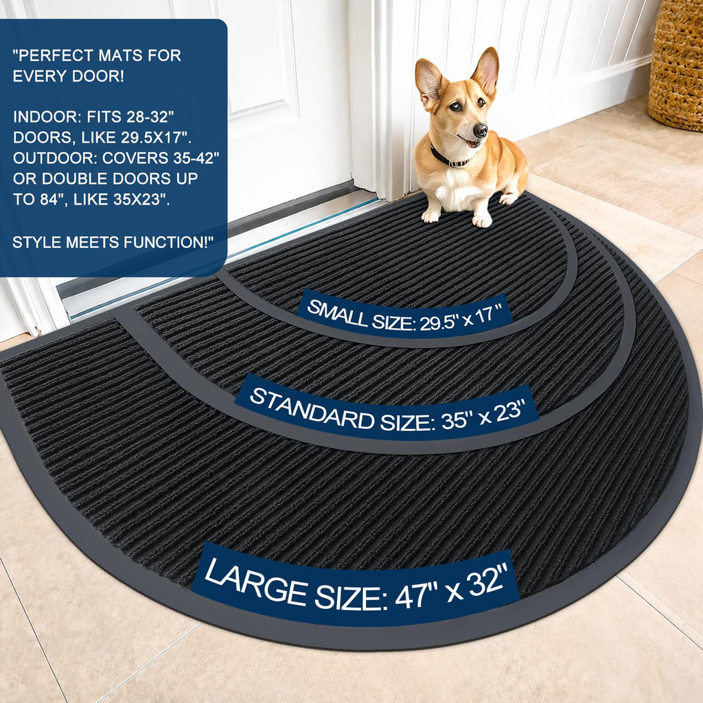 Half Circle Front Door Mat 47x23, Waterproof Heavy-Duty Doormat