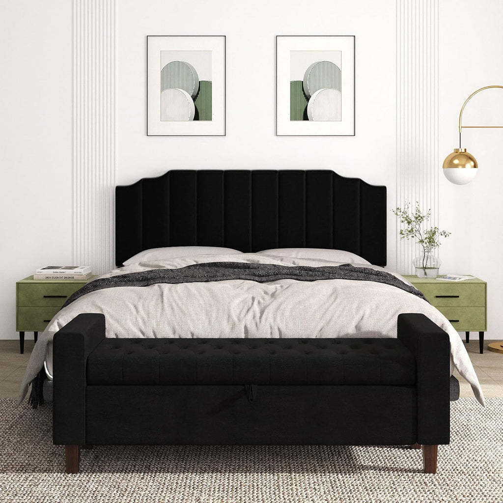 King Headboard Only, Velvet Wall Mounted Headboard King for Adjustable Bed Modern Upholstered Head Board Easy Assembly