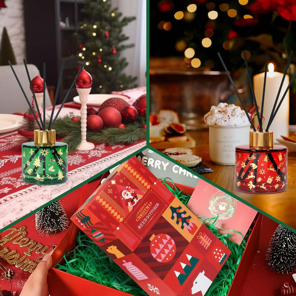 Christmas Reed Diffuser Set, Diffuser with Sticks 2 Pack, 6.8 Fl Oz