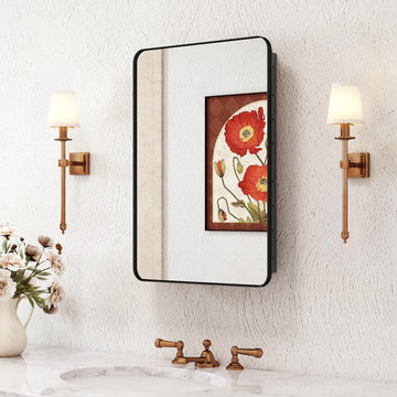 16x24 in Medicine Cabinet with Mirror, Matte Black