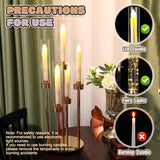 8 Set Gold Candelabra Centerpieces for Tables, 26.8 Inch 5 Arm Candle Holders with LED Candles and Acrylic Cylinders