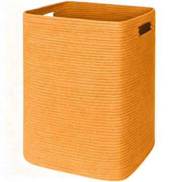 Orange Laundry Hamper 16"x13"x22" - Tall Woven Laundry Basket, Large Cotton Rope Clothes Hamper, Bedroom Aesthetic