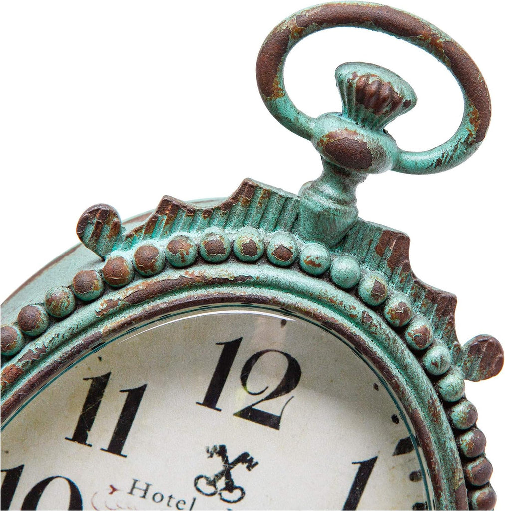Vintage Table Clock - Battery Operated Rustic Distressed Style - Shabby Chic Home Decor for Fireplace Mantel, Shelf, Desktop, Countertop...