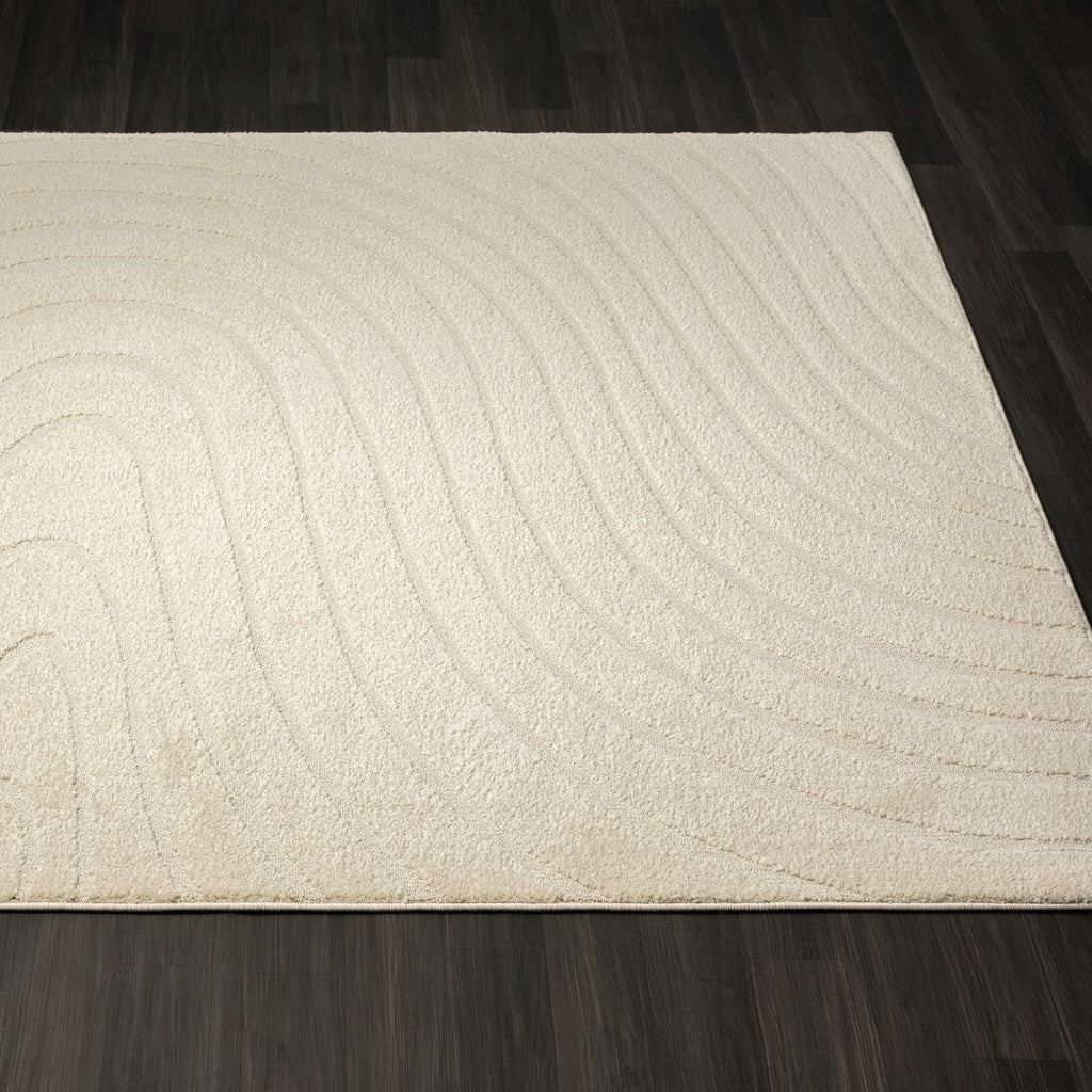Modern Geometric Wave Cream Area Rug