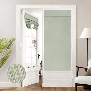 100% Blackout Linen Door Curtains for French Door 30x68 Inch