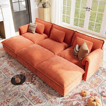 116" Oversized Cloud Couch Modular Sectional Couches, Large 6-Seat Deep Seat Sleeper Sofa Bed Modern Sofa with