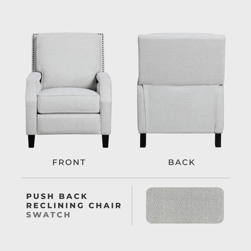 Push Back Recliner Chair, Reclining Sofa Armchair, Modern Recliner Sofa Chair with Footrest, Chenille Fabric Recliner