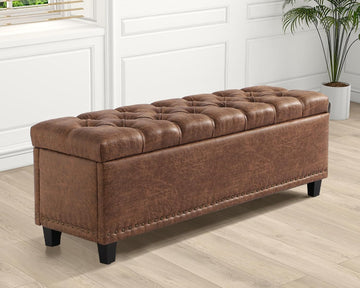 51" Ottoman Storage Benches, 30 Gallons End of Bed Storage Bench, Large Rectangular Ottoman, Button-Tufted Ottomans