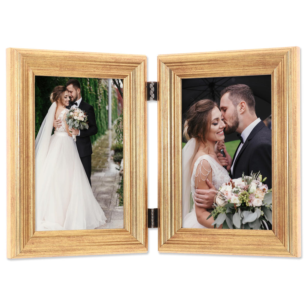 4x6 Hinged Double Sutter Burnished Gold Picture Frame