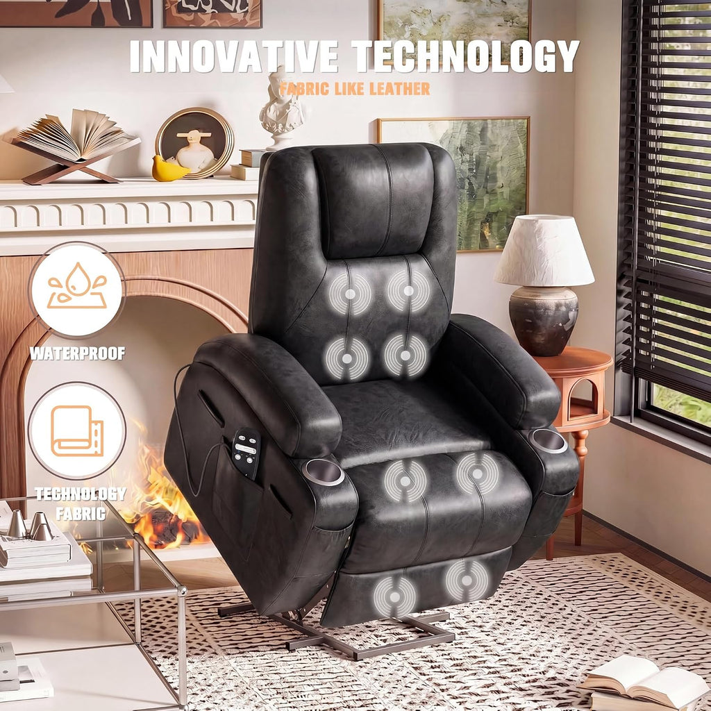 Power Lift Recliner Chair Electric Lift Recliner for Elderly Power Lift Recliner Chair with Cup Holders Side Pockets