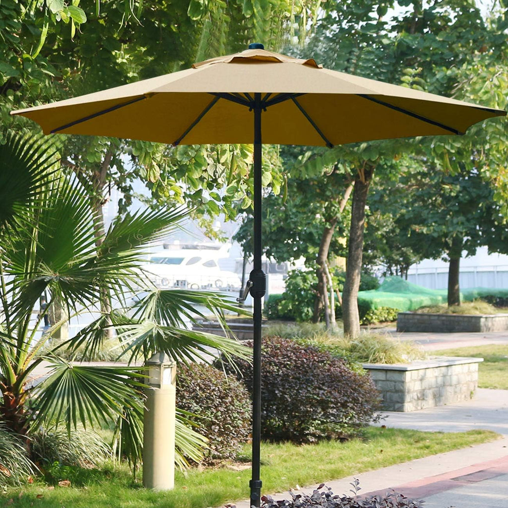 9' Patio Umbrella Outdoor Table Umbrella with 8 Sturdy Ribs (Tan)