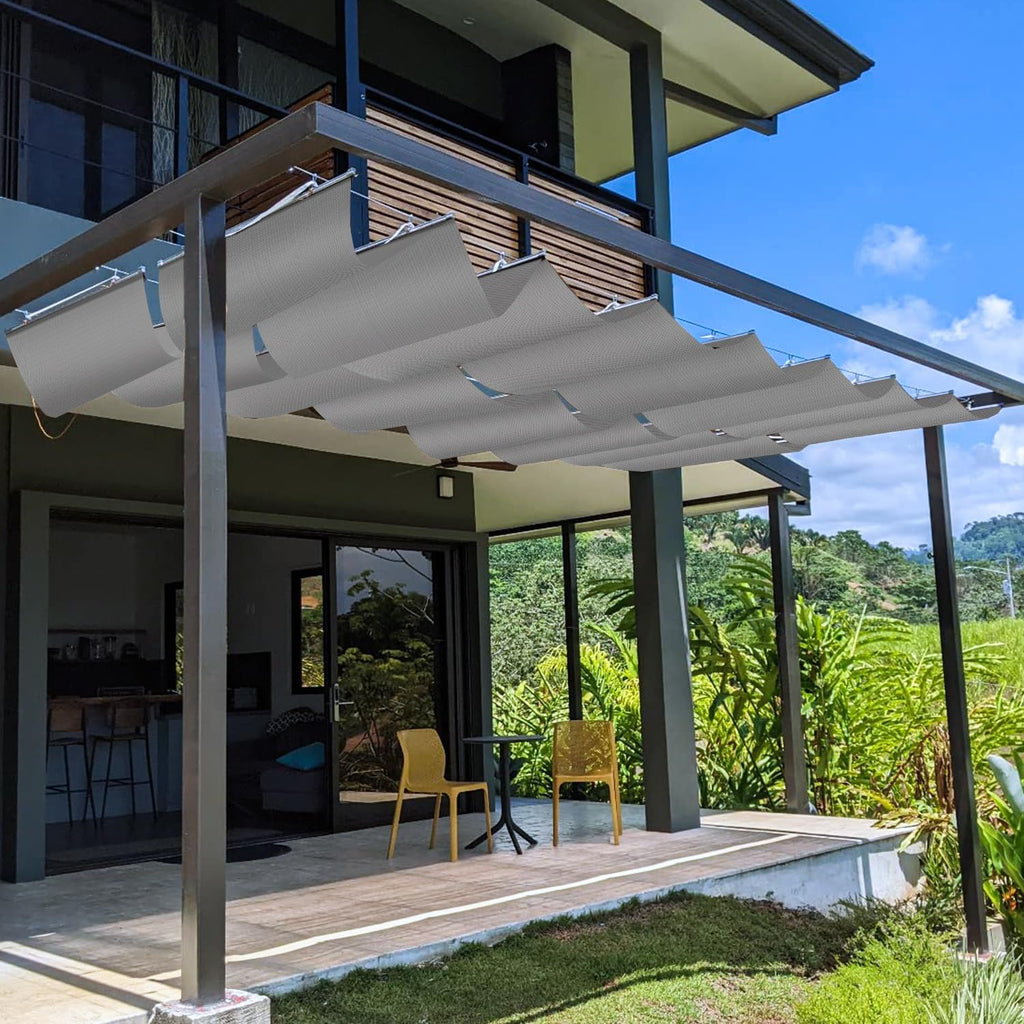 7' x 16' Pergola Cover Shade Canopy, Retractable Awning Sun Shades Outdoor Patio Pergolas Kit for Deck Backyard
