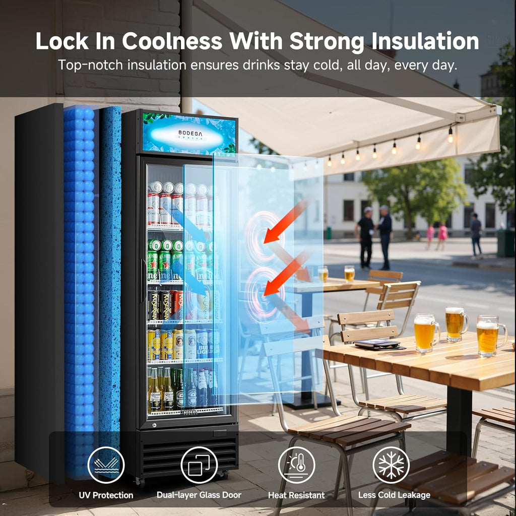 COOLER 255L/270 Qt Commercial Beverage Refrigerator | Glass Door Merchandiser Fr