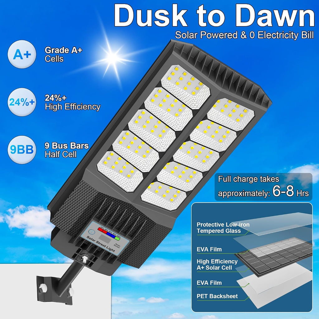 Solar Street Light Outdoor Waterproof Pole Led Solar Lights for Yard | High Liumen Outdoor Solar Flood Light for