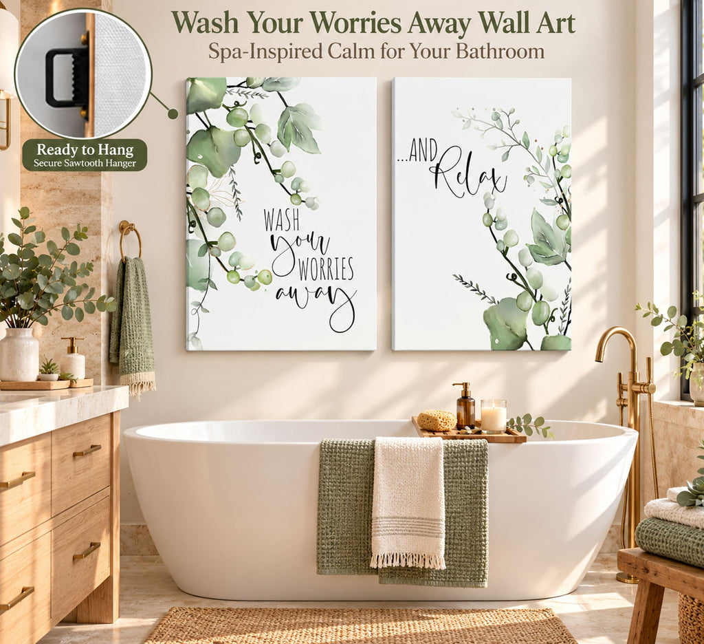 2 Pcs Eucalyptus Botanical Canvas Wall Art 12x16in