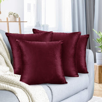 Throw Pillow Covers, Cozy Velvet Decorative Autumn Pillow Covers 22x22 Inches, Soft Solid Couch Pillow Covers for