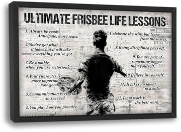Ultimate Frisbee Life Lessons Wall Art Framed Wall Decor Sports Motivational Quotes Canvas Pictures Sign Poster