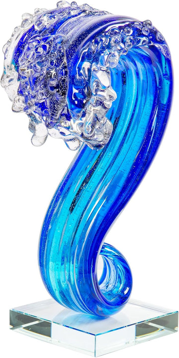 AS15206 Pacific Wave Art Glass Sculpture, Blue