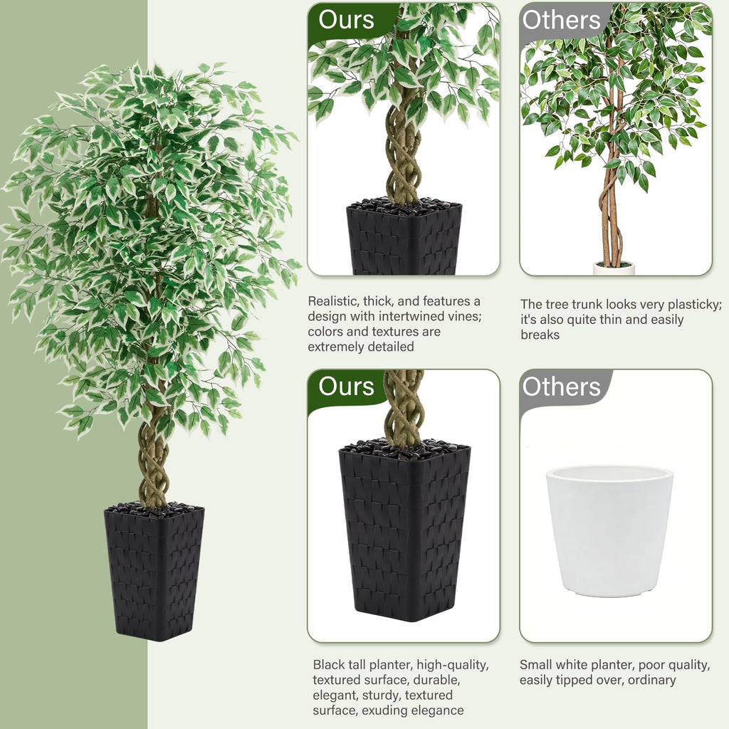 Ficus Tree Artificial, 5FT Realistic Large Faux Trees Indoor
