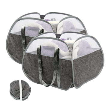 Collapsible Laundry Basket, 90L Tear Proof Mesh Pop-up Hamper 2PCS