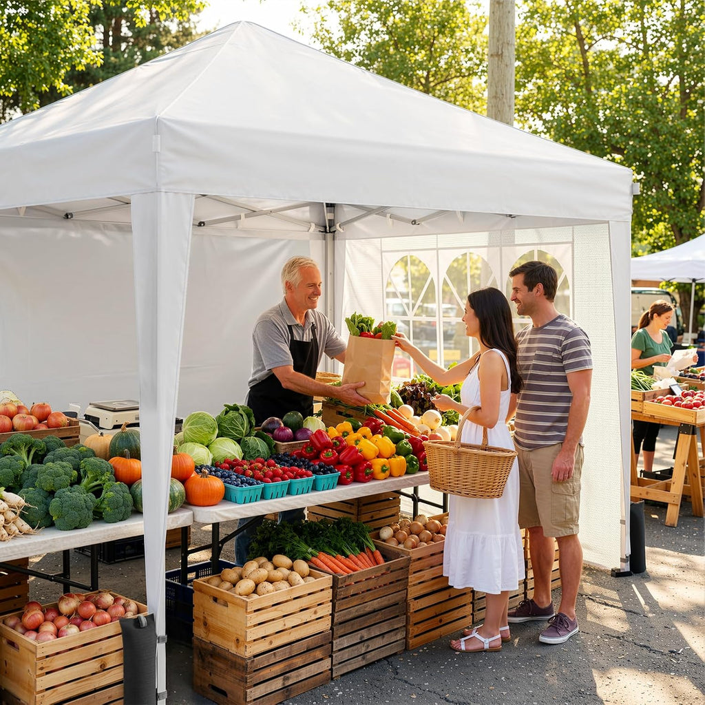 10x10 Pop Up Canopy with Sidewalls, One Push Instant Canopy Tent with Carry Bag for Events, Parties, Beach, Camping