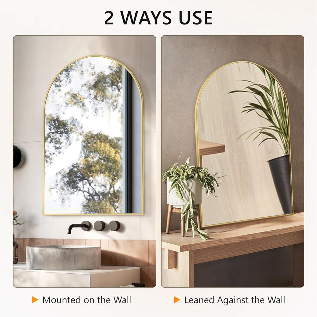 Arched Wall Mirror ,Mirrors for Wall,24''x36'',Vanity Mirror Dresser, Entryway, Living Room, Metal Frame (36''x24''