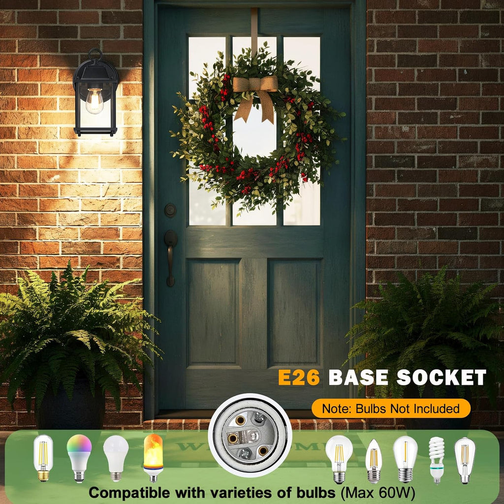 Outdoor Wall Lantern, Wall Sconce as Porch Lighting Fixture, E26 Base, Aluminum Housing Plus Glass