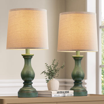22" Farmhouse Table Lamps Set of 2, Rustic Bedside Lamps