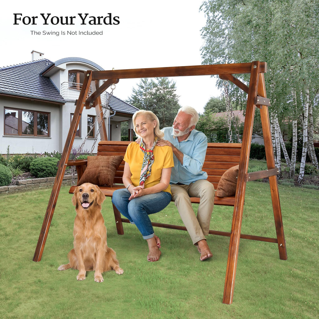6.2FT Wooden Porch Swing Frame for 4FT Swing, Rustic