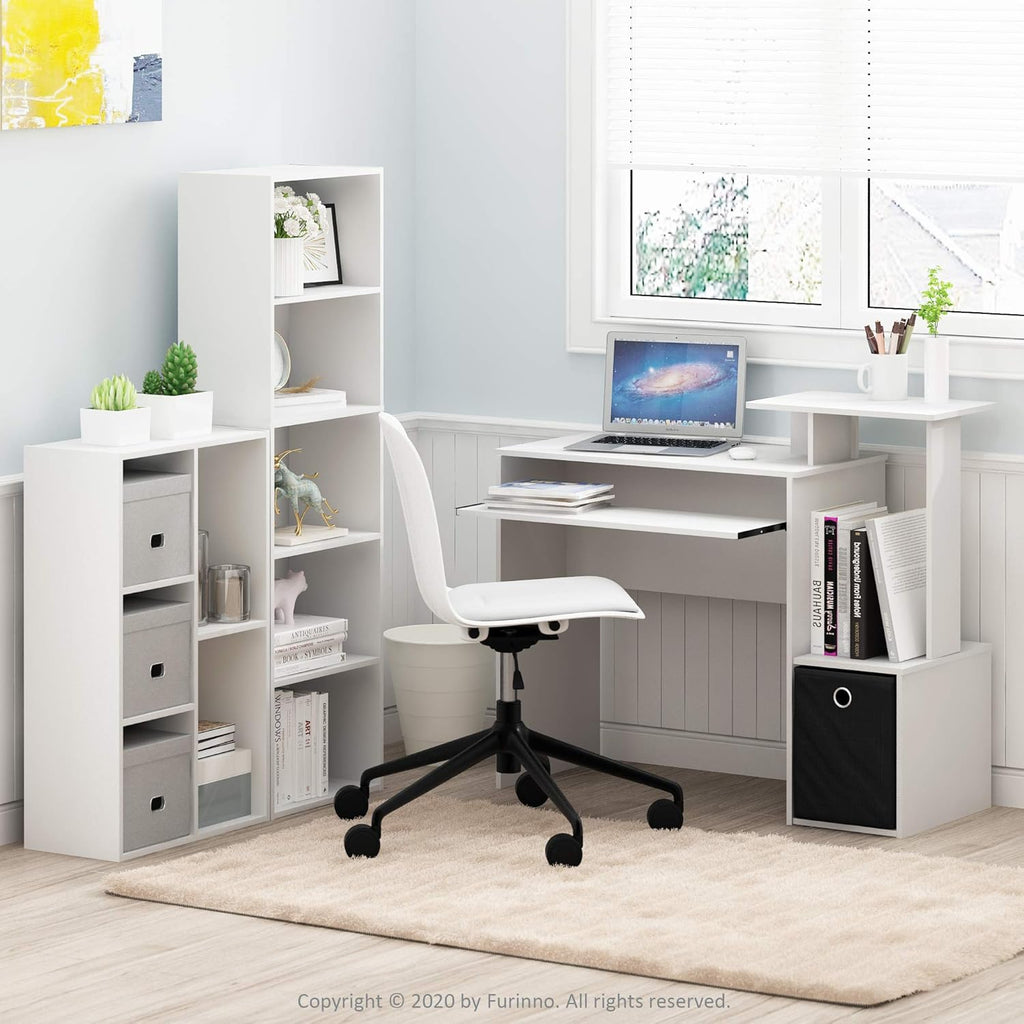 LUDER Book Shelf, 5-Tier Bookshelf, Bookcase with Open Shelves, 9.4 x 15.8 x 52, Easy Assembly, White