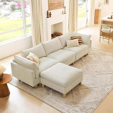 127" Super Large Sectional Couches , Modular Cloud Couch Sectional Sofa, Premium Fabric Couches, Down Filled, High
