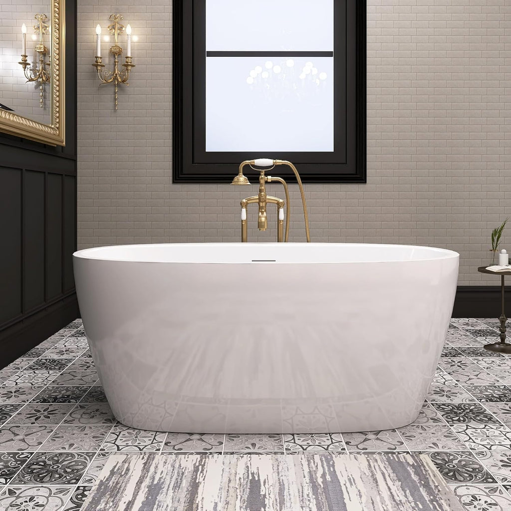 59" Acrylic Free Standing Tub, Stand Alone Tub, Freestanding Bathtub, Soaking Bathtub, cUPC Certified, YL(Glossy White)