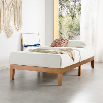Naturalista Classic 12-Inch Solid Wood Platform Bed | Wooden Slats, No Box Spring Needed, Easy Assembly | Twin