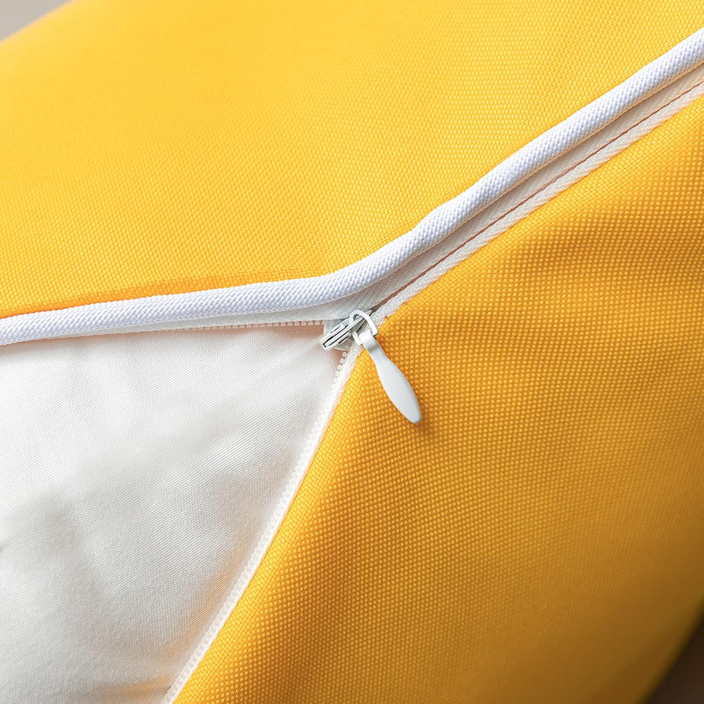 Pack of 2 Outdoor Waterproof Throw Pillow Covers Decorative Square Cushion Case Patio Pillows, Yellow)