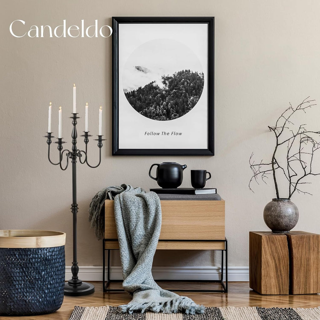 Floor Candelabra Candle Holder: 48 Inches Black Candelabras Set of 2 Halloween Decor 5 Arm Tall Dinning Tables