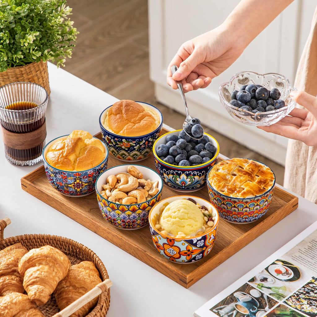 8 Oz Oven Safe Set of 6, Ceramic Baking Souffle Dishes