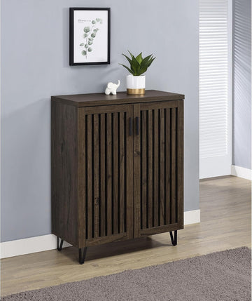 Clackamas, Shoe Cabinet, Storage Cabinet, Smoked Oak Shoe Storage Cabinet, 2 Door Entryway Organizer, Adjustable