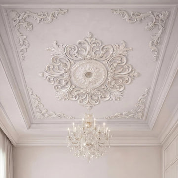 9 Pcs 2.36'' ID Ceiling Molding Set Large 28 Inch PU Ceiling Medallion Combination Decorative with 4