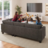 L Shaped Couch, Small Corner Sectional Sofa for Living Room, Comfy Chenille L Shape Sofa with 3 Throw Pillows