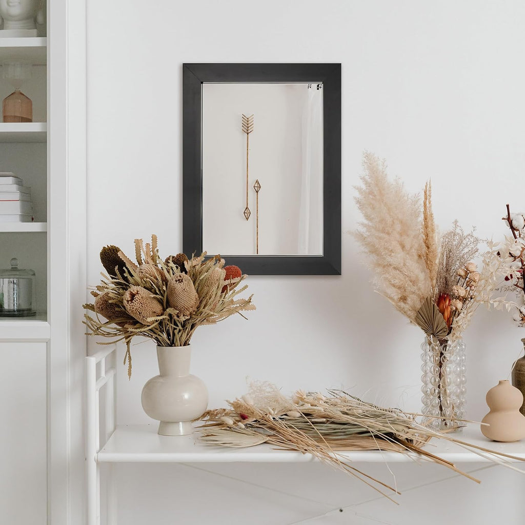 Wall Mirror Rectangle Decorative Mirror 12" x 16" , Black