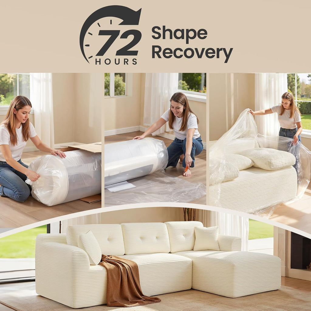 Boneless Couch, Modern Cloud Couch with Deep Seat, Corduroy Sofa for Living Room, Bedroom